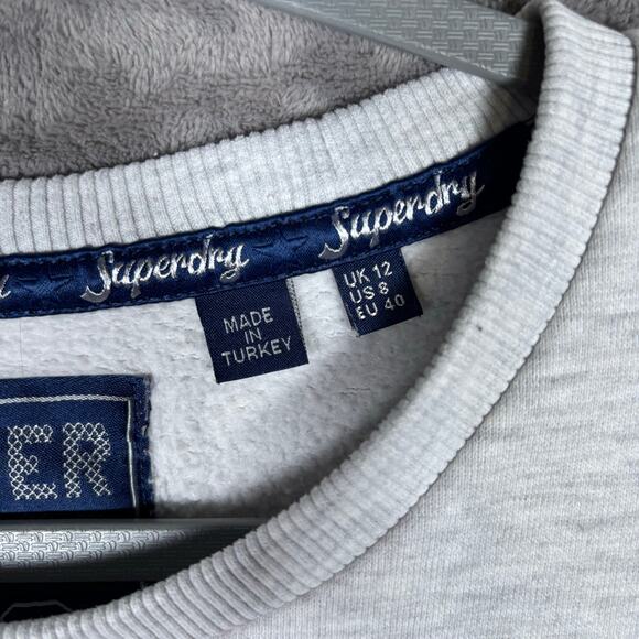Superdry True JPN Crewneck Sweatshirt Gray Red White Size US 8 (EU 40) - Picture 5 of 10